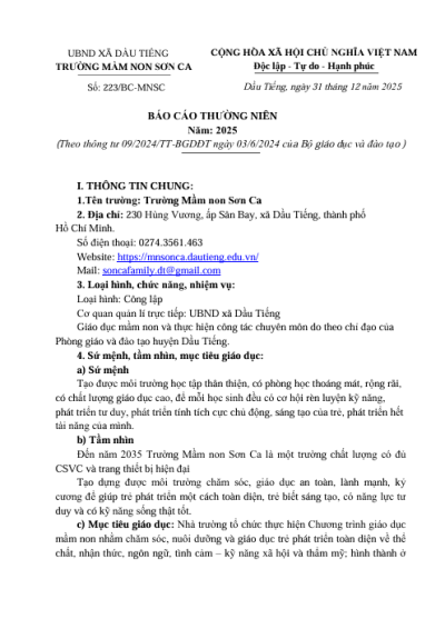 BÁO CÁO THƯỜNG NIÊN  Năm: 2025